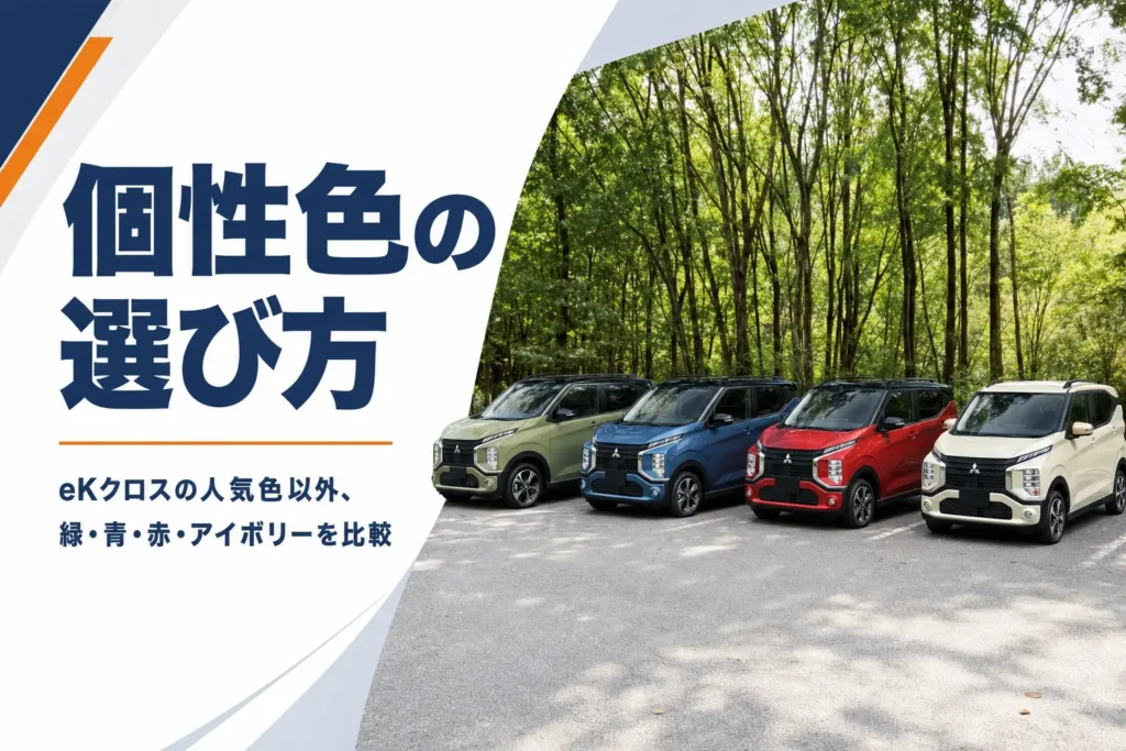 緑・青・赤・アイボリーのeKクロスが並んだ様子