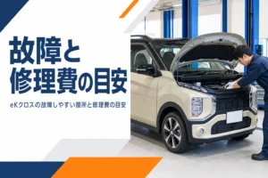 eKクロスの故障箇所を点検するイメージ