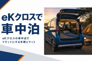 eKクロスで車中泊をする方法を解説する記事のアイキャッチ