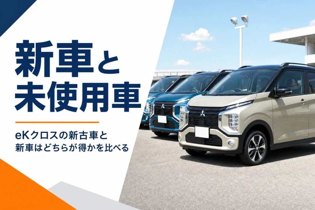 eKクロスの新車と未使用車の損得を比べる記事のアイキャッチ