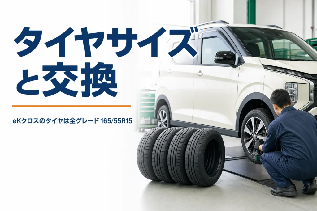 eKクロスのタイヤサイズと交換費用を解説する記事のアイキャッチ