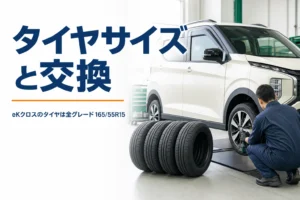 eKクロスのタイヤサイズと交換費用を解説する記事のアイキャッチ