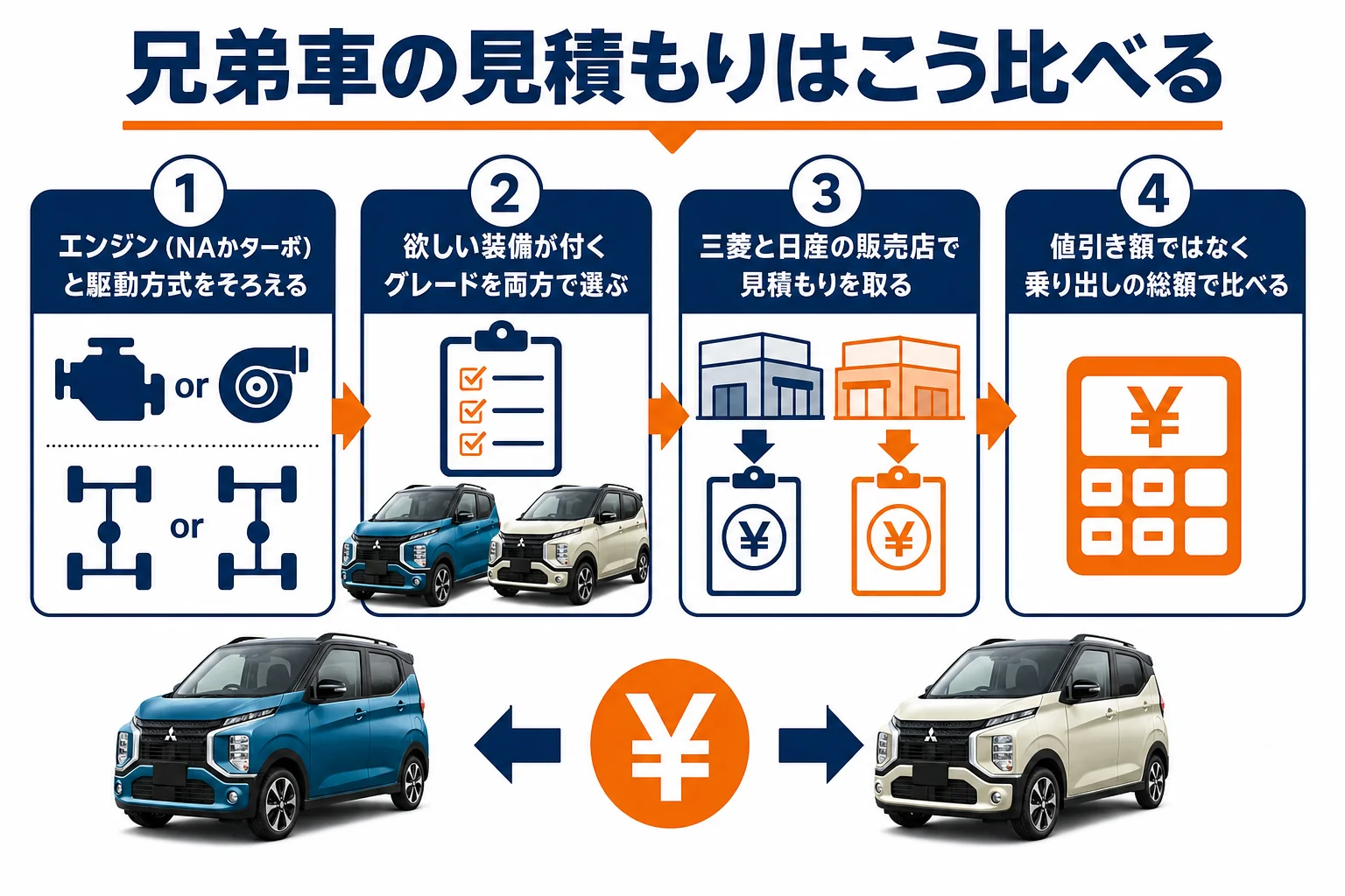 使い方別にeKクロスとデイズのどちらが向いているかをまとめた図解