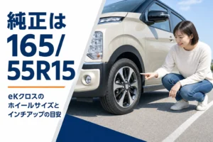 eKクロスの前輪とホイールのイメージ