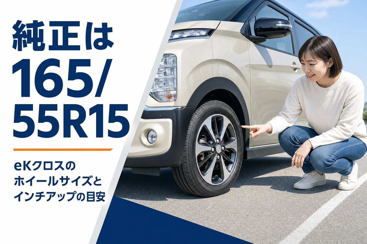 eKクロスの前輪とホイールのイメージ